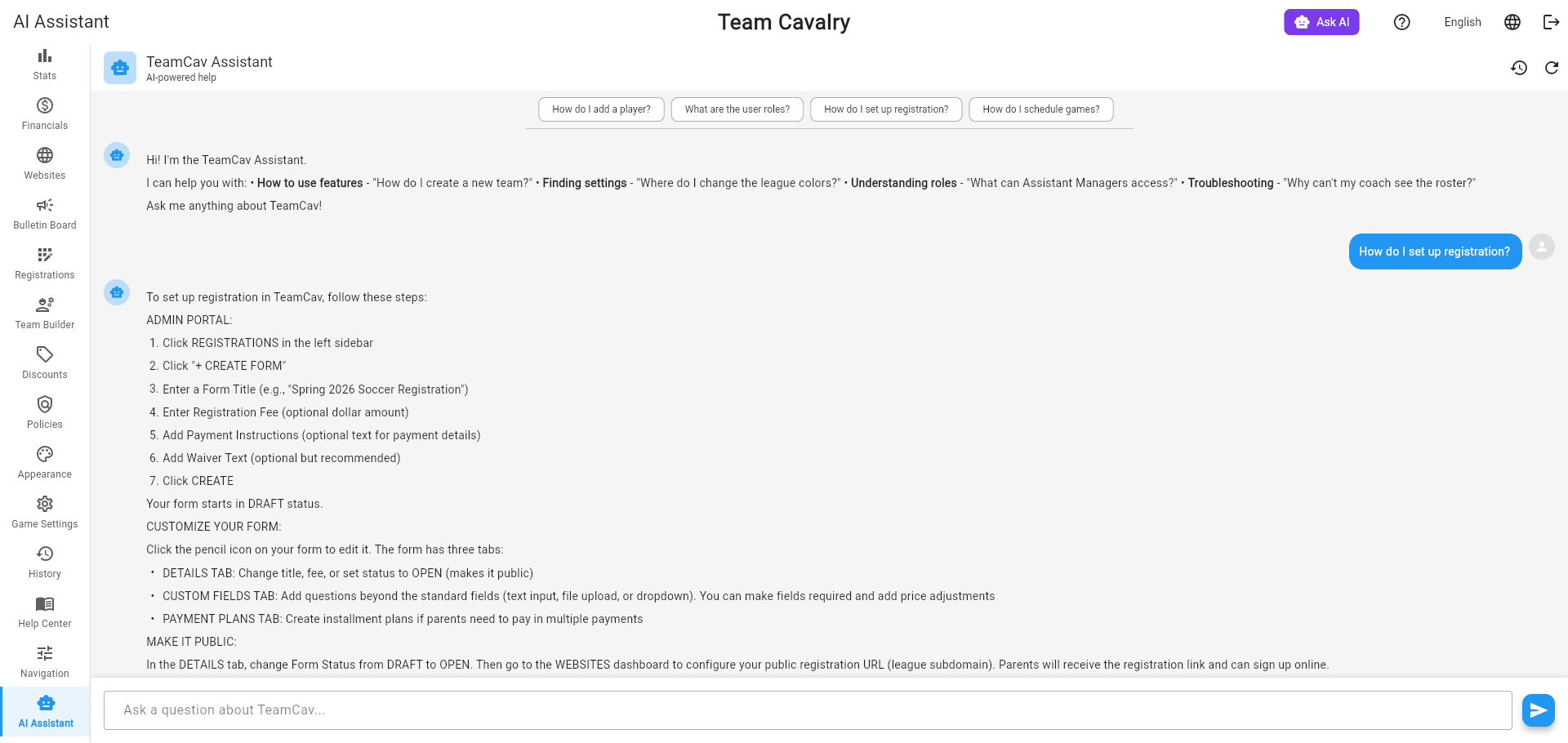 AI-Powered Assistant (Admin Portal)