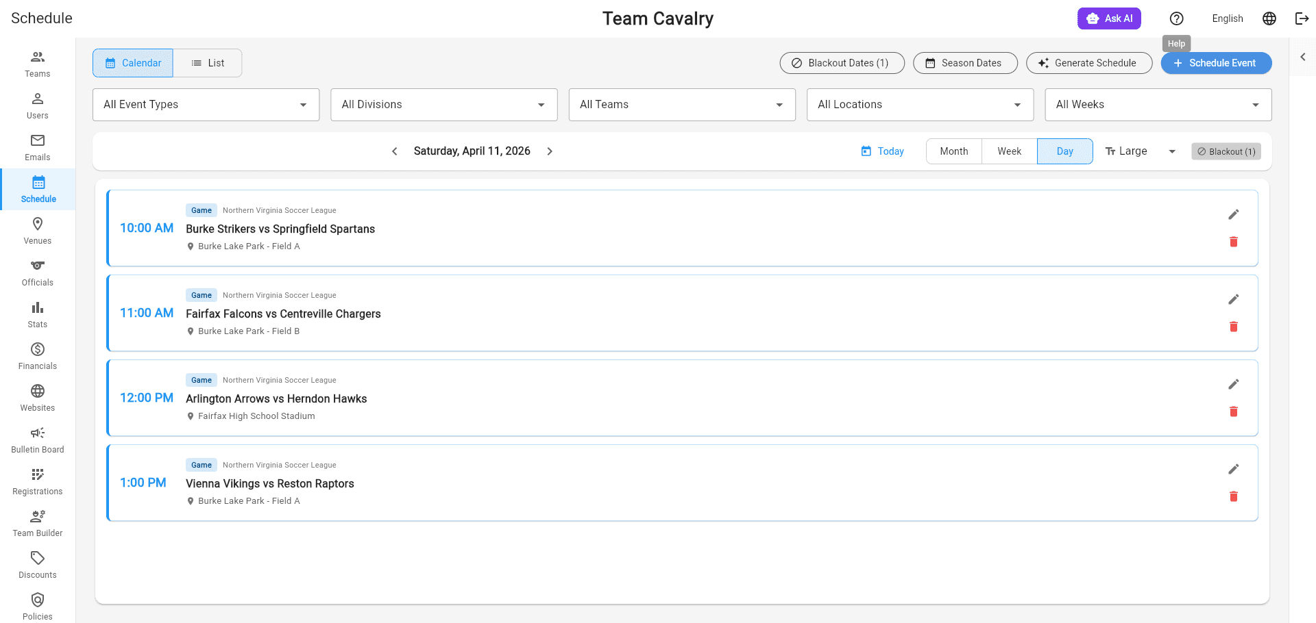 Schedule Calendar & Event Management