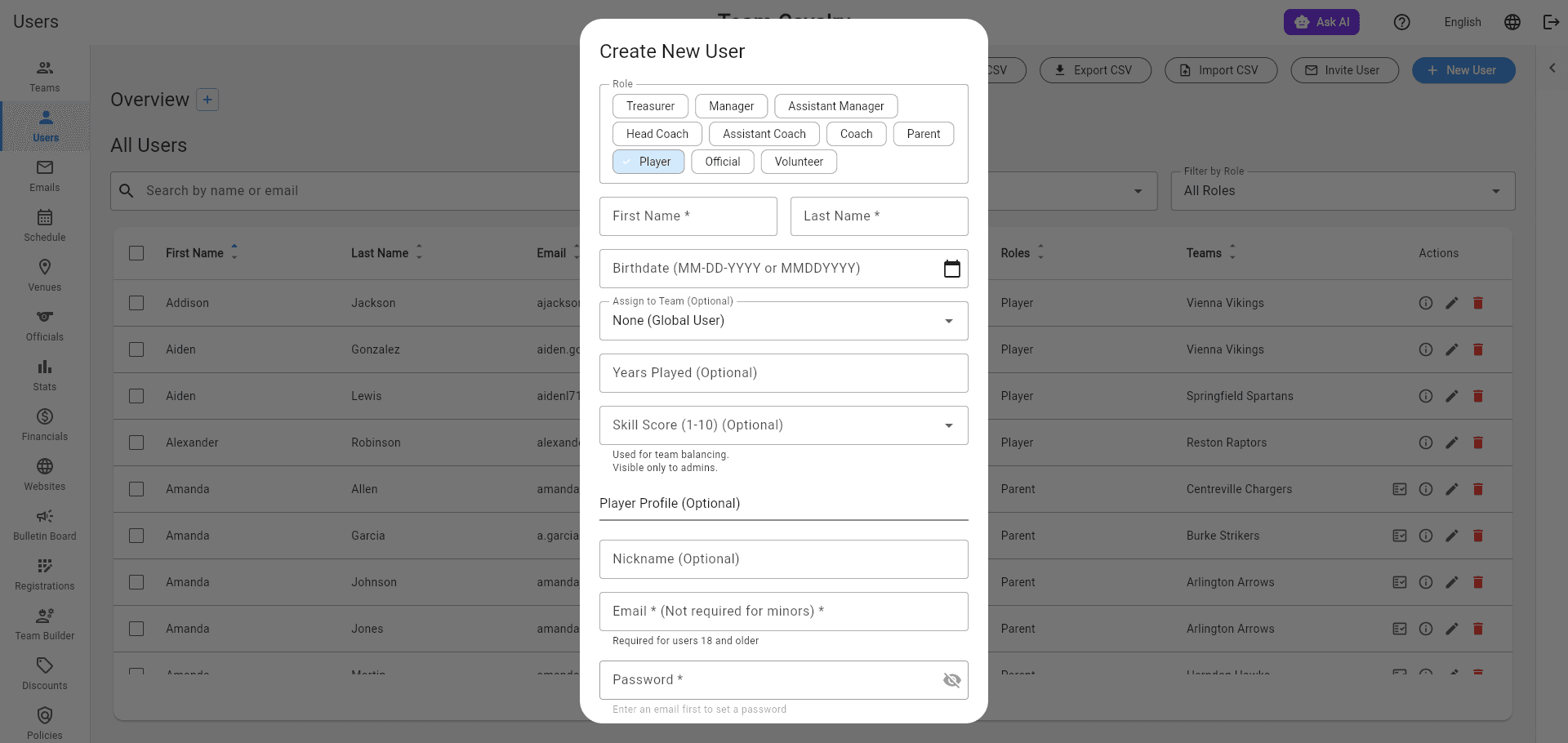 Create and manage users