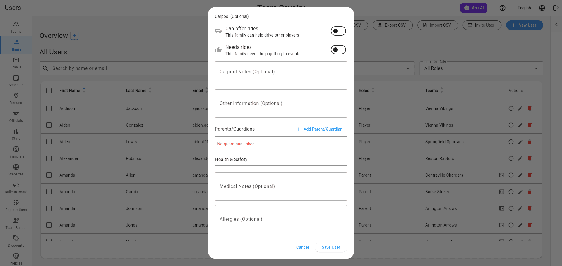 User details