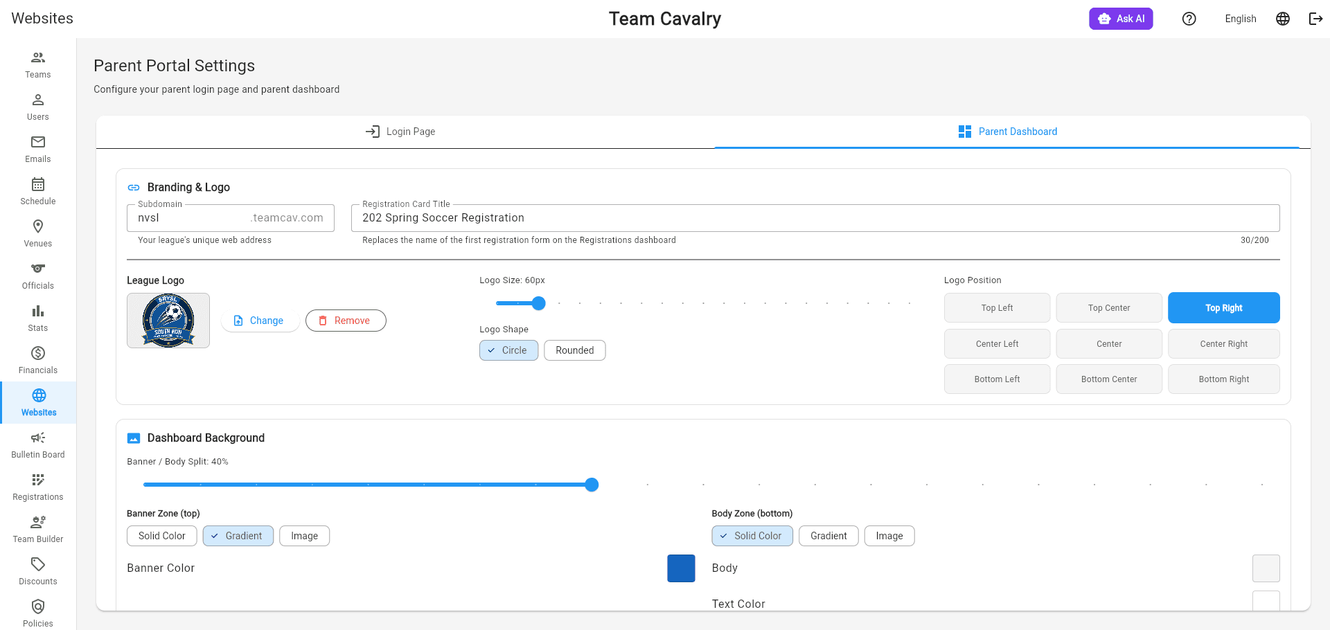 Parent Dashboard Designer