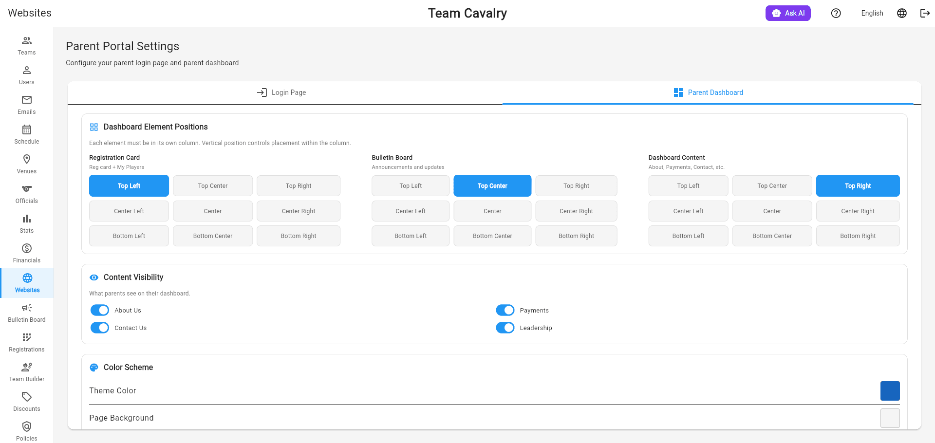 Parent Dashboard Designer