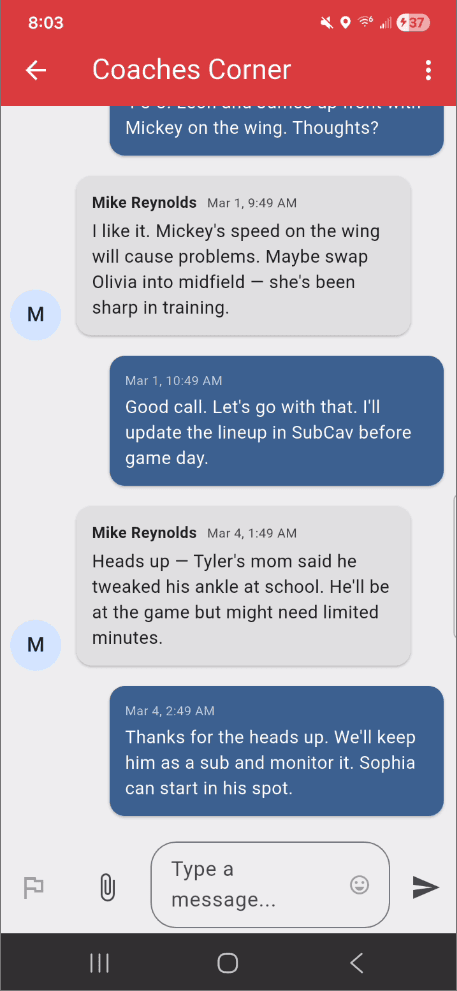 Coaches Corner chat