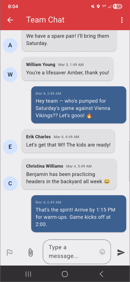 Team Chat channel