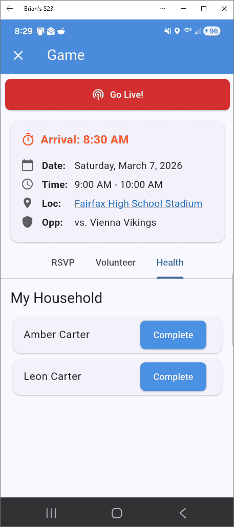 Fit to Play — Game Day Health Check