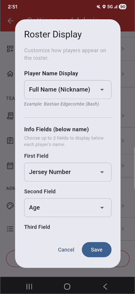 Roster Display Configuration