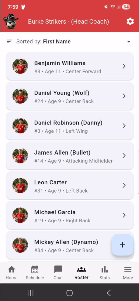 Mobile roster view
