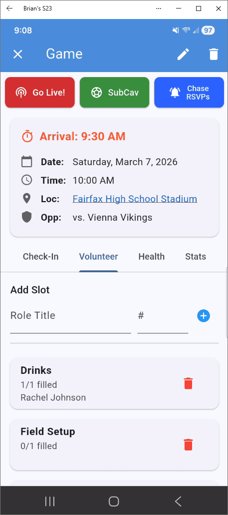 Volunteer Slot Creation & Sign-Up
